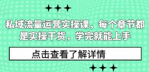 私域流量运营实操课，每个章节都是实操干货，学完就能上手-小哈资源
