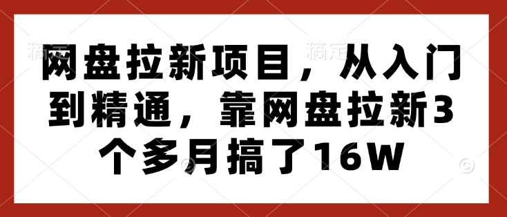网盘拉新项目，从入门到精通，靠网盘拉新3个多月搞了16W-小哈资源