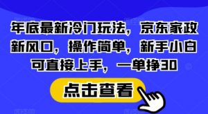 年底最新冷门玩法，京东家政新风口，操作简单，新手小白可直接上手，一单挣30【揭秘】-小哈资源