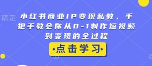 小红书商业IP变现私教,手把手教会你从0-1制作短视频到变现的全过程-小哈资源