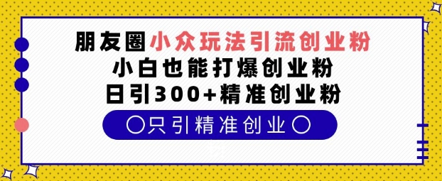 朋友圈小众玩法引流创业粉,小白也能打爆创业粉,日引300+精准创业粉【揭秘】-小哈资源