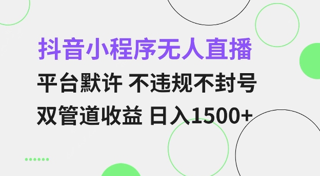 抖音小程序无人直播 平台默许 不违规不封号 双管道收益 日入多张 小白也能轻松操作【仅揭秘】-小哈资源