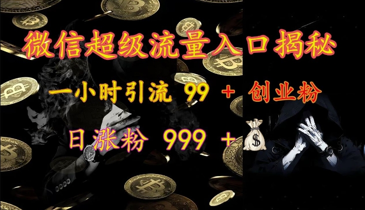 微信超级流量入口揭秘:一小时引流 99 + 创业粉,日涨粉 999 +-小哈资源
