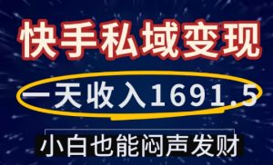 一天收入1691.5，快手私域变现，小白也能闷声发财-小哈资源