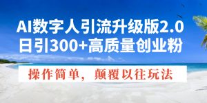 AI数字人引流升级版2.0，日引300+高质量创业粉，操作简单，颠覆以往玩法-小哈资源