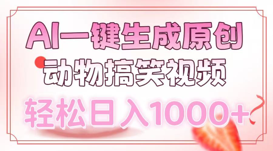 AI一键生成原创动物搞笑视频，轻松日入1000+-小哈资源