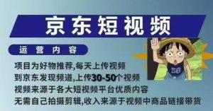 京东短视频带货课，无需自己拍摄剪辑，保姆式教学，两天快速上手-小哈资源