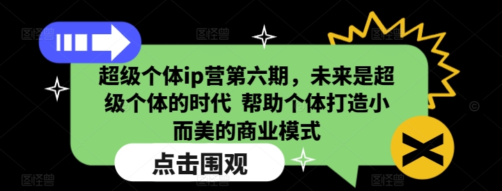 超级个体ip营第六期，未来是超级个体的时代  帮助个体打造小而美的商业模式-小哈资源