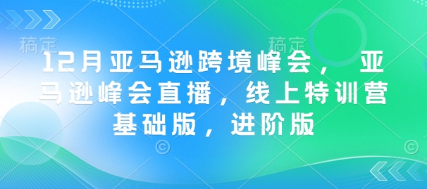 12月亚马逊跨境峰会， 亚马逊峰会直播，线上特训营基础版，进阶版-小哈资源