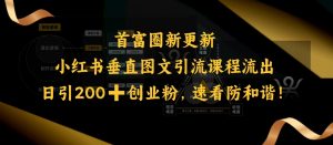 小红书垂直图文引流课程流出，日引200+创业粉，速看防和谐-小哈资源