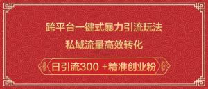 跨平台一键式暴力引流玩法，私域流量高效转化日引流300 +精准创业粉-小哈资源