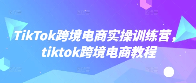 TikTok跨境电商实操训练营，tiktok跨境电商教程-小哈资源
