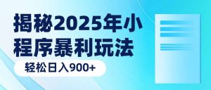 揭秘2025年小程序暴利玩法:轻松日入900+-小哈资源