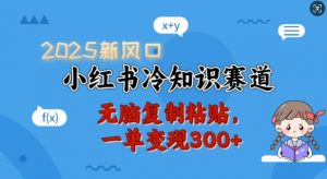 2025新风口，小红书冷知识赛道，无脑复制粘贴，一单变现300+-小哈资源