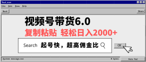 视频号带货6.0，轻松日入2000+，起号快，复制粘贴即可，超高佣金比-小哈资源