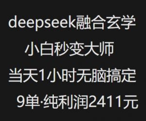 抖音小红书deepseek融合玄学，纯小白秒变大师，当天1小时无脑搞定9单，纯利润上千-小哈资源