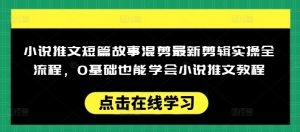 小说推文短篇故事混剪最新剪辑实操全流程，0基础也能学会小说推文教程，肯干多发日入多张-小哈资源