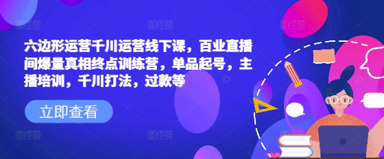 六边形运营千川运营线下课，百业直播间爆量真相终点训练营，单品起号，主播培训，千川打法，过款等-小哈资源