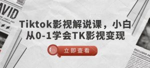 TikTok影视解说课，小白从0-1学会TK影视变现-小哈资源