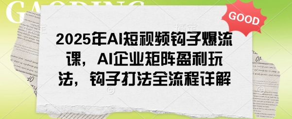 2025年AI短视频钩子爆流课，AI企业矩阵盈利玩法，钩子打法全流程详解-小哈资源