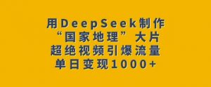 用DeepSeek制作“国家地理”大片，超绝视频引爆流量，单日变现多张-小哈资源
