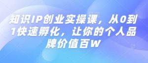 知识IP创业实操课，从0到1快速孵化，让你的个人品牌价值百W-小哈资源
