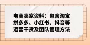 电商卖家资料：包含淘宝、拼多多、小红书、抖音等运营干货及团队管理方法-小哈资源