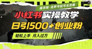 2月小红书最新日引500+创业粉实操教学【超详细】小白轻松上手，月入1W+，附小红书养号起号SOP-小哈资源