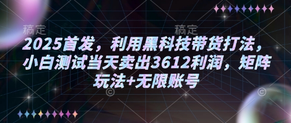 2025首发，利用黑科技带货打法，小白测试当天卖出3612利润，矩阵玩法+无限账号【揭秘】-小哈资源