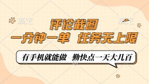 评论截图，一分钟一单，有手机就能做，任务无上限，轻松一天大几百-小哈资源