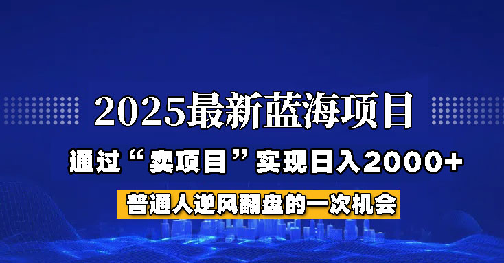 2025年蓝海项目，如何通过“网创项目”日入2000+-小哈资源