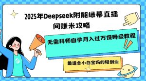 2025年Deepseek附能绿幕直播间挣米攻略无需拜师自学月入过W保姆级教程，最适合小白宝妈的轻创业-小哈资源