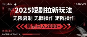 2025短剧拉新玩法，无需注册登录，无限0撸，无脑批量操作日入2000+-小哈资源