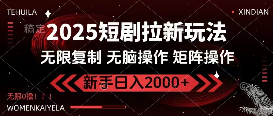 2025短剧拉新玩法，无需注册登录，无限0撸，无脑批量操作日入2000+-小哈资源