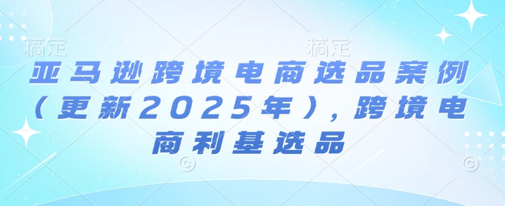 亚马逊跨境电商选品案例(更新2025年3月)，跨境电商利基选品-小哈资源