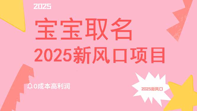 2025新风口项目宝宝取名，0成本高利润，附保姆级教程，月入过万不是梦-小哈资源