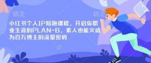 小红书个人IP陪跑课程，开启你职业生涯的PLAN-B，素人也能火成为百万博主的流量密码-小哈资源