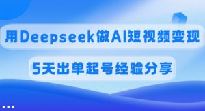 佣金45%，用Deepseek做AI短视频变现，5天出单起号经验分享-小哈资源