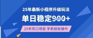 25年3月最新小程序升级玩法，单日稳定收益数张，风口项目，一个手机轻松操作【揭秘】-小哈资源