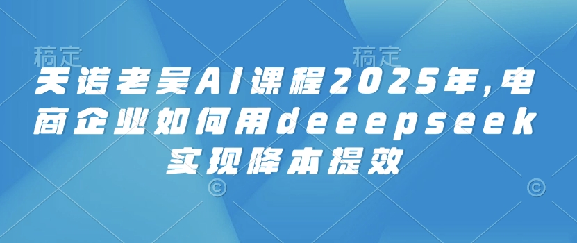 天诺老吴AI课程2025年，电商企业如何用deeepseek实现降本提效-小哈资源