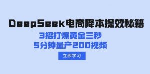 DeepSeek电商降本提效秘籍：3招打爆黄金三秒，5分钟量产200视频-小哈资源