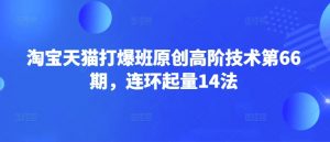 淘宝天猫打爆班原创高阶技术第66期，连环起量14法-小哈资源