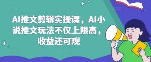 AI推文剪辑实操课，AI小说推文玩法不仅上限高，收益还可观-小哈资源