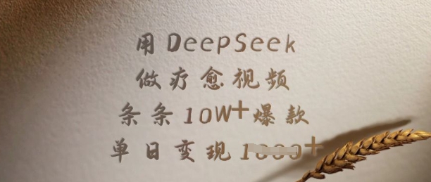 用DeepSeek做疗愈视频，条条10W+爆款，单日变现多张-小哈资源