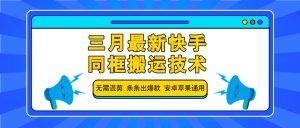 三月最新快手同框搬运技术，无需混剪 条条出爆款 安卓苹果通用-小哈资源