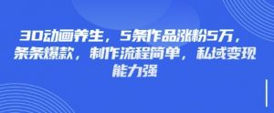 3D动画养生，5条作品涨粉5万，条条爆款，制作流程简单，私域变现能力强-小哈资源