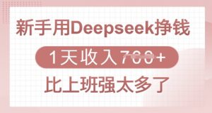 新手用Deepseek挣钱，1天收入多张，比上班强太多了-小哈资源
