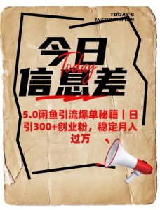 5.0闲鱼引流爆单秘籍，日引300+创业粉，稳定月入过W-小哈资源