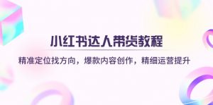 小红书达人带货教程：精准定位找方向，爆款内容创作，精细运营提升-小哈资源