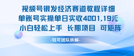 视频号银发经济赛道单账号实操单日实收1k+，小白轻松上手长期项目-小哈资源